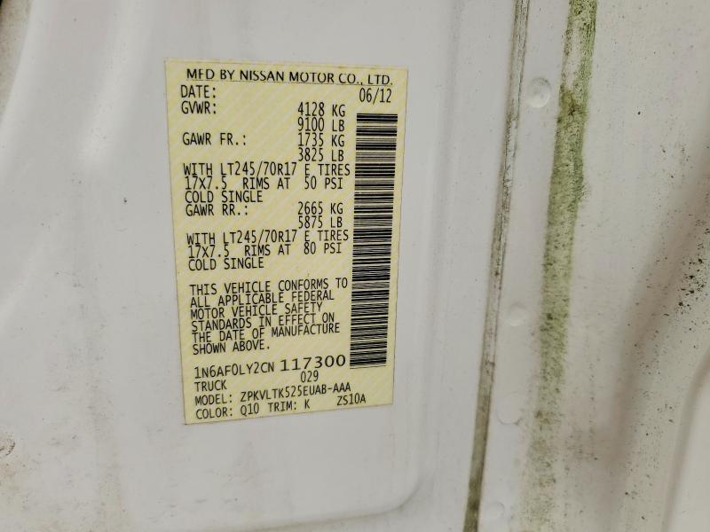 2012 Nissan Nv მანქანა იყიდება აუქციონზე, vin: 1N6AF0LY2CN117300, აუქციონის ნომერი: 59405296