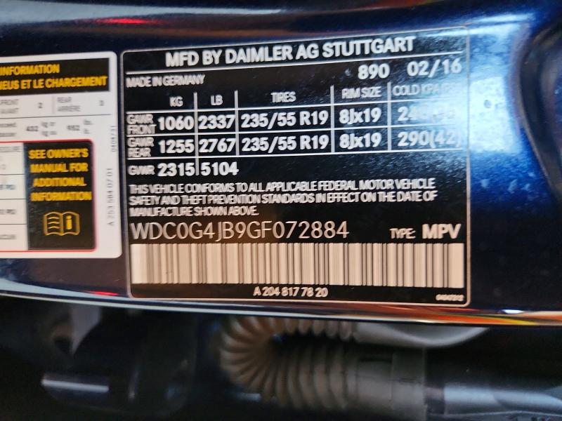 60848276 :رقم المزاد ، WDC0G4JB9GF072884 vin ، 2016 Mercedes-benz Glc مزاد بيع