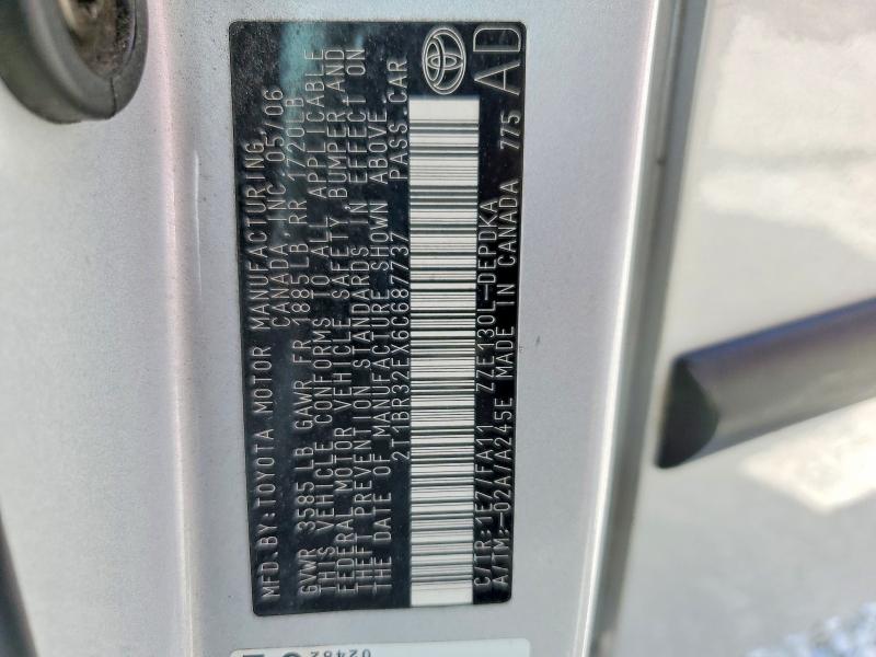Продажа на аукционе авто 2006 Toyota Corolla, vin: 2T1BR32EX6C687737, номер лота: 61250936