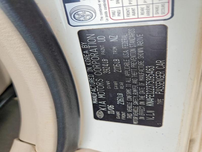 Продаж на аукціоні авто 2007 Kia Spectra, vin: KNAFE122375395463, номер лоту: 62028146
