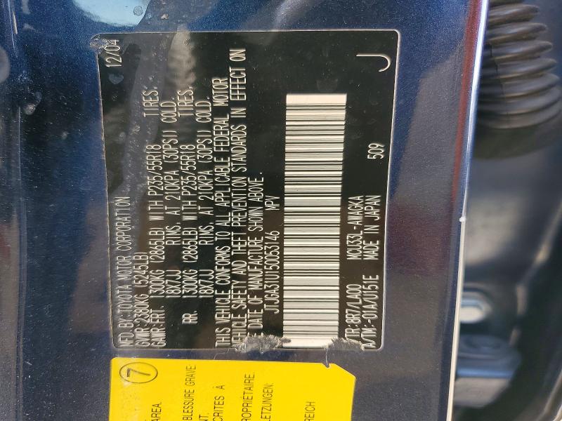62700906 :رقم المزاد ، JTJGA31U150053146 vin ، 2005 Lexus Rx مزاد بيع