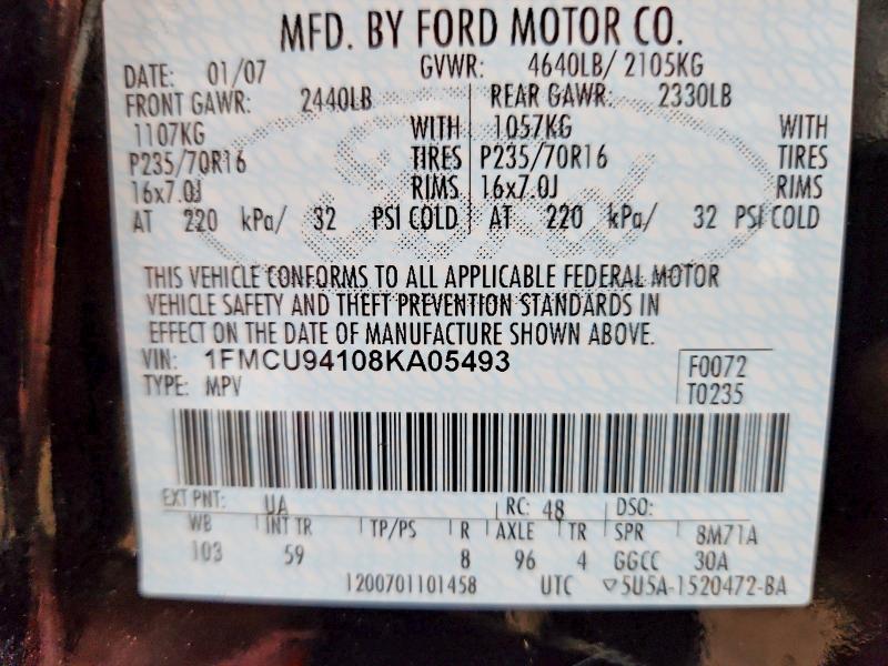 Продаж на аукціоні авто 2008 Ford Escape, vin: 1FMCU94108KA05493, номер лоту: 61011686