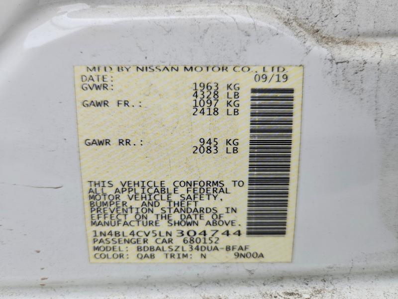 58834756 :رقم المزاد ، 1N4BL4CV5LN304744 vin ، 2020 Nissan Altima مزاد بيع