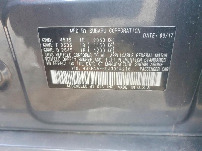 62023466 :رقم المزاد ، 4S3BNAF69J3014216 vin ، 2018 Subaru Legacy مزاد بيع