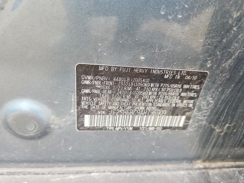 Aukcja sprzedaży 2010 Subaru Forester, vin: JF2SH6BC9AH796909, numer aukcji: 60086356
