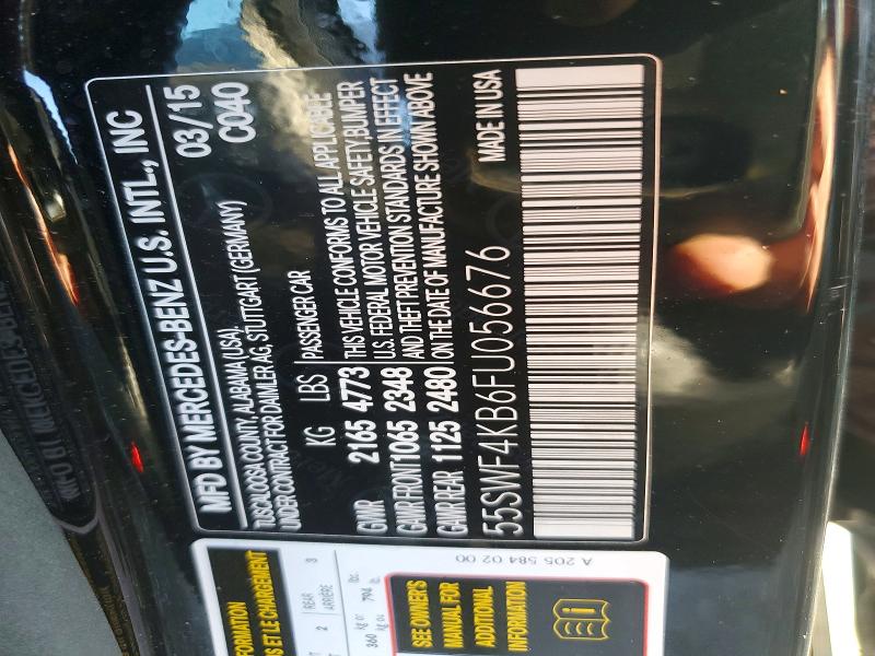 63175266 :رقم المزاد ، 55SWF4KB6FU056676 vin ، 2015 Mercedes-benz C مزاد بيع