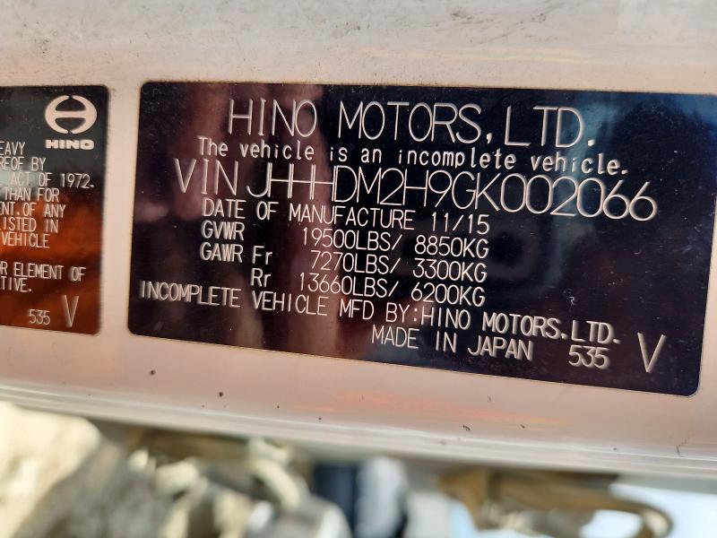 Aukcja sprzedaży 2016 Hino 195, vin: JHHHDM2H9GK002066, numer aukcji: 60872356