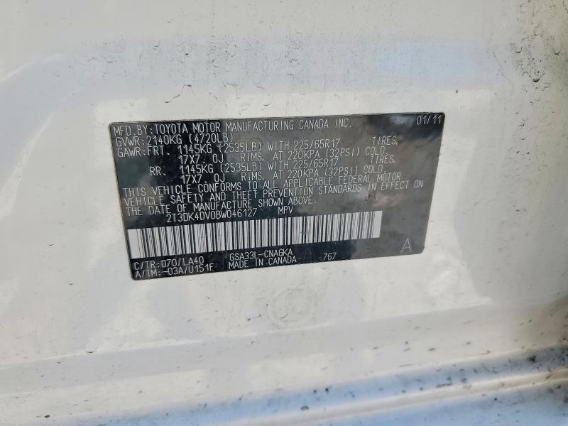 Продаж на аукціоні авто 2011 Toyota Rav4, vin: 2T3DK4DV0BW046127, номер лоту: 61082006