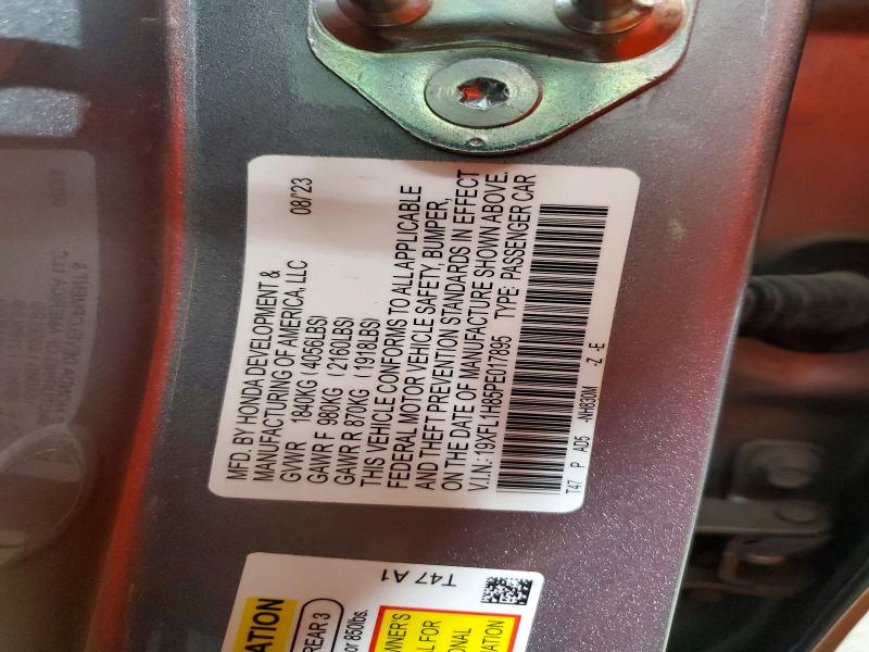 Продаж на аукціоні авто 2023 Honda Civic, vin: 19XFL1H85PE017895, номер лоту: 61538866