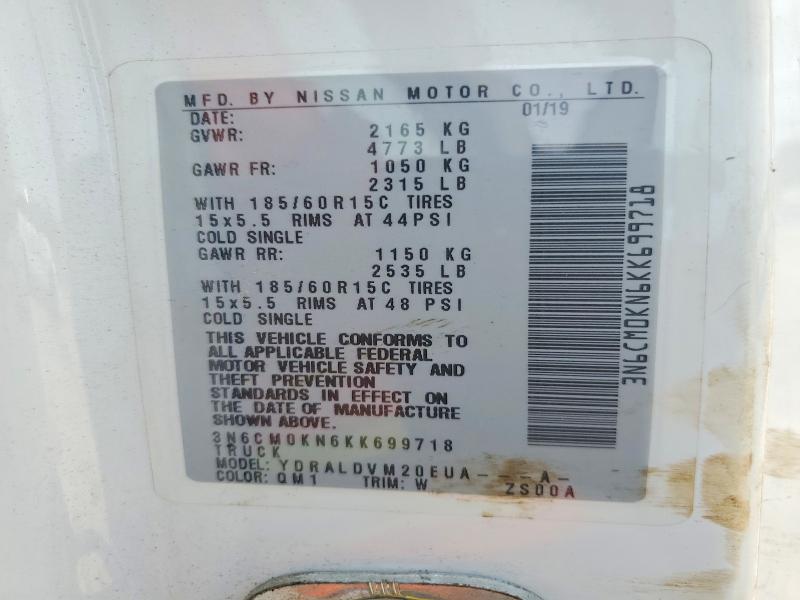 61873866 :رقم المزاد ، 3N6CM0KN6KK699718 vin ، 2019 Nissan Nv200 مزاد بيع