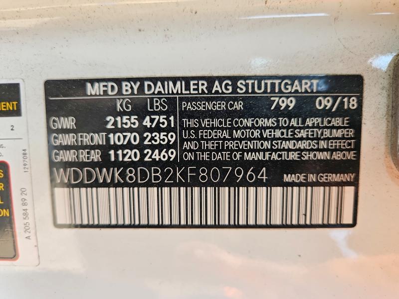 Продаж на аукціоні авто 2019 Mercedes-benz C, vin: WDDWK8DB2KF807964, номер лоту: 63517616