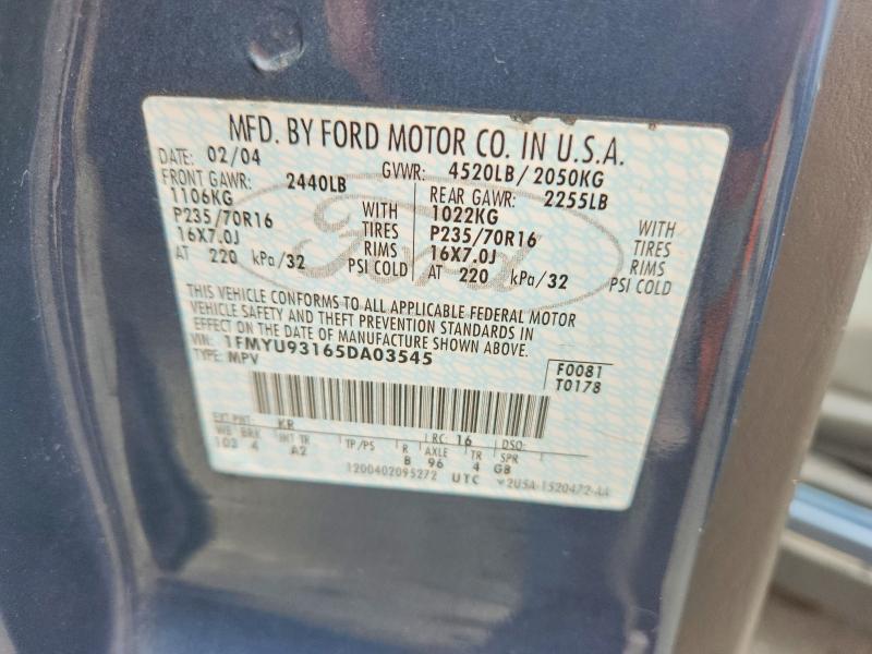 2005 Ford Escape მანქანა იყიდება აუქციონზე, vin: 1FMYU93165DA03545, აუქციონის ნომერი: 60756956