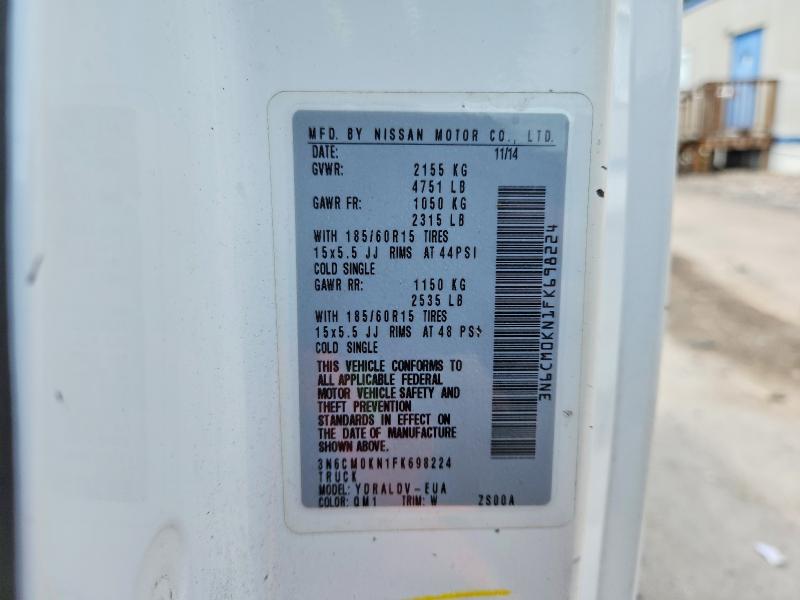 62958176 :رقم المزاد ، 3N6CM0KN1FK698224 vin ، 2015 Nissan Nv200 مزاد بيع