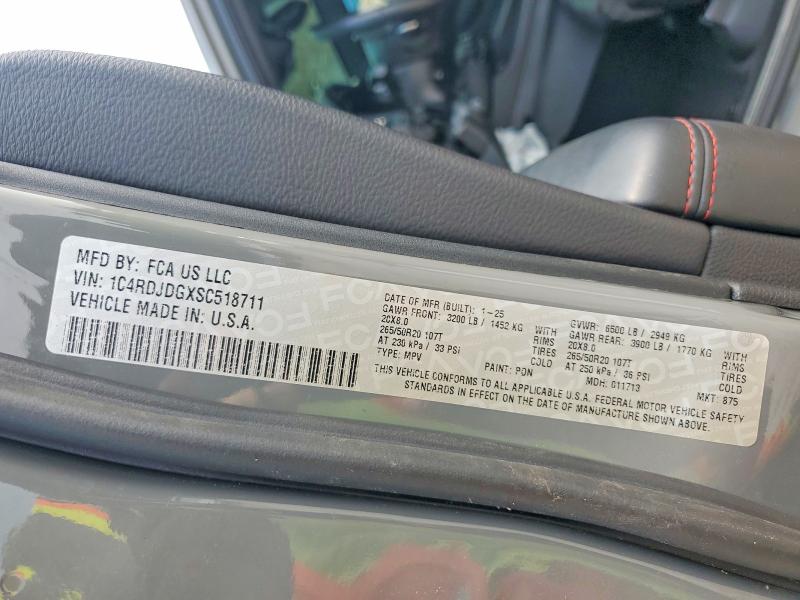 62856886 :رقم المزاد ، 1C4RDJDGXSC518711 vin ، 2025 Dodge Durango مزاد بيع