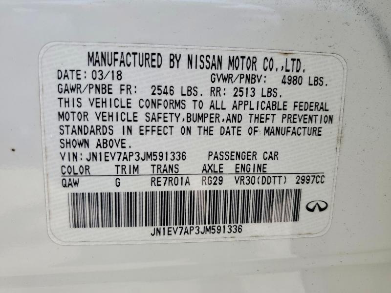 Aukcja sprzedaży 2018 Infiniti Q50, vin: JN1EV7AP3JM591336, numer aukcji: 62537576
