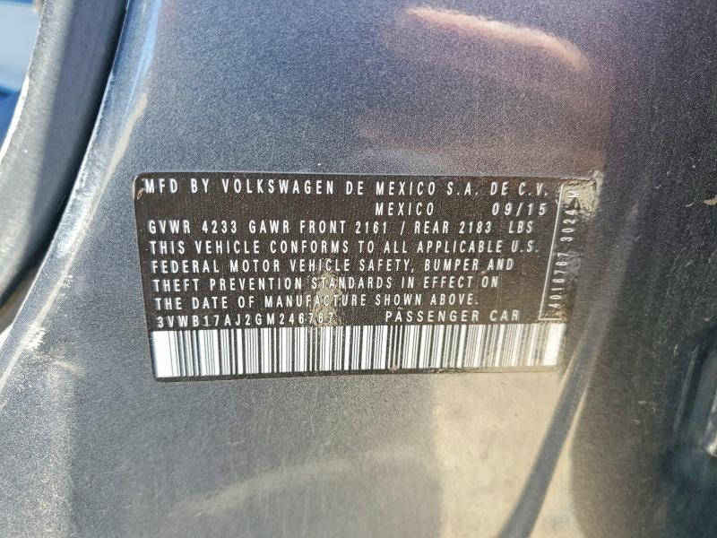 Продажа на аукционе авто 2016 Volkswagen Jetta, vin: 3VWB17AJ2GM246767, номер лота: 62473306