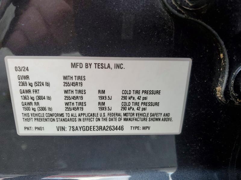 Продаж на аукціоні авто 2024 Tesla Model Y, vin: 7SAYGDEE3RA263446, номер лоту: 60592336