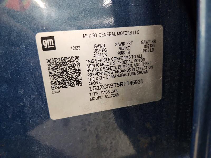 Продаж на аукціоні авто 2024 Chevrolet Malibu, vin: 1G1ZC5ST5RF145931, номер лоту: 61761716
