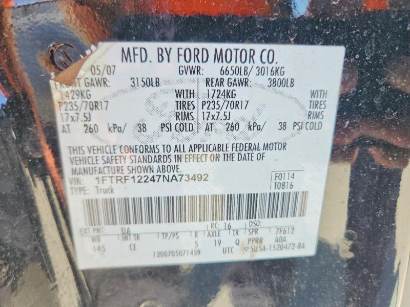 Продажа на аукционе авто 2007 Ford F150, vin: 1FTRF12247NA73492, номер лота: 61230986
