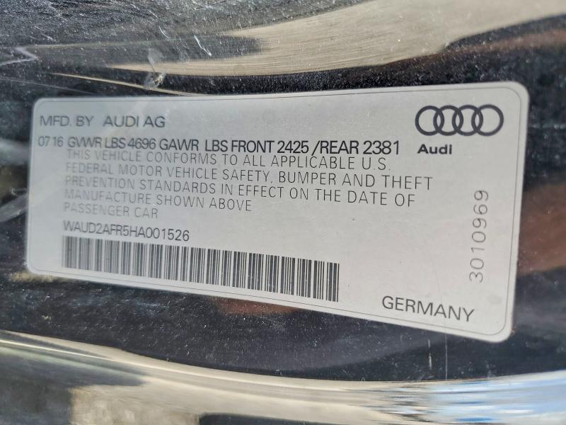Aukcja sprzedaży 2017 Audi A5, vin: WAUD2AFR5HA001526, numer aukcji: 60161346