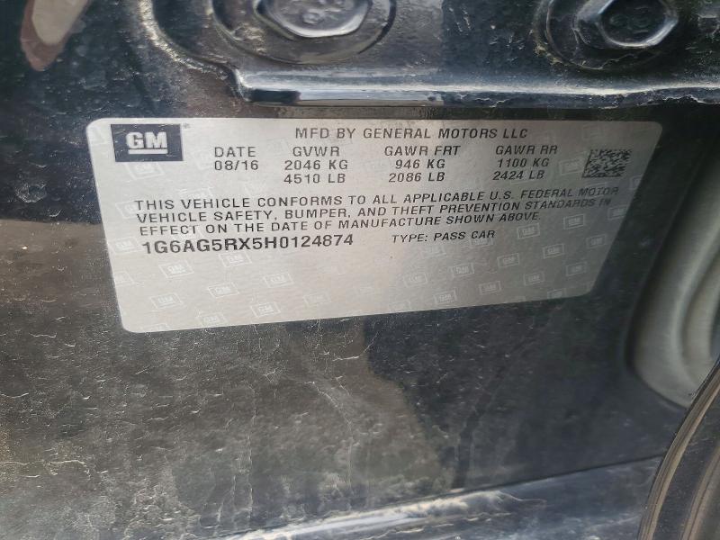 62834716 :رقم المزاد ، 1G6AG5RX5H0124874 vin ، 2017 Cadillac Ats مزاد بيع