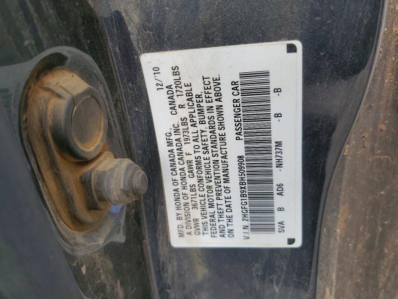 Продажа на аукционе авто 2011 Honda Civic, vin: 2HGFG1B9XBH509908, номер лота: 61002606