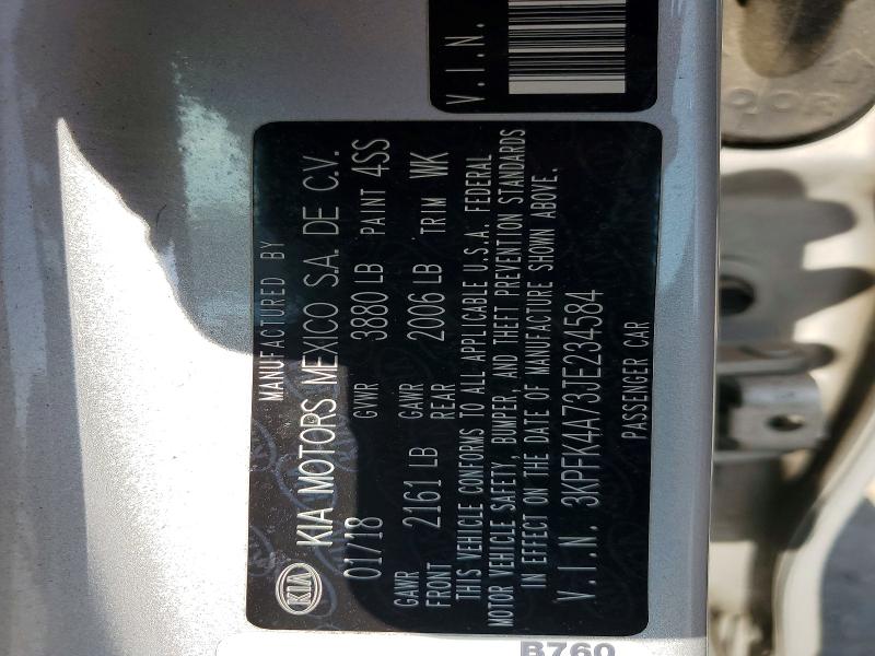 Продаж на аукціоні авто 2018 Kia Forte, vin: 3KPFK4A73JE234584, номер лоту: 62658506