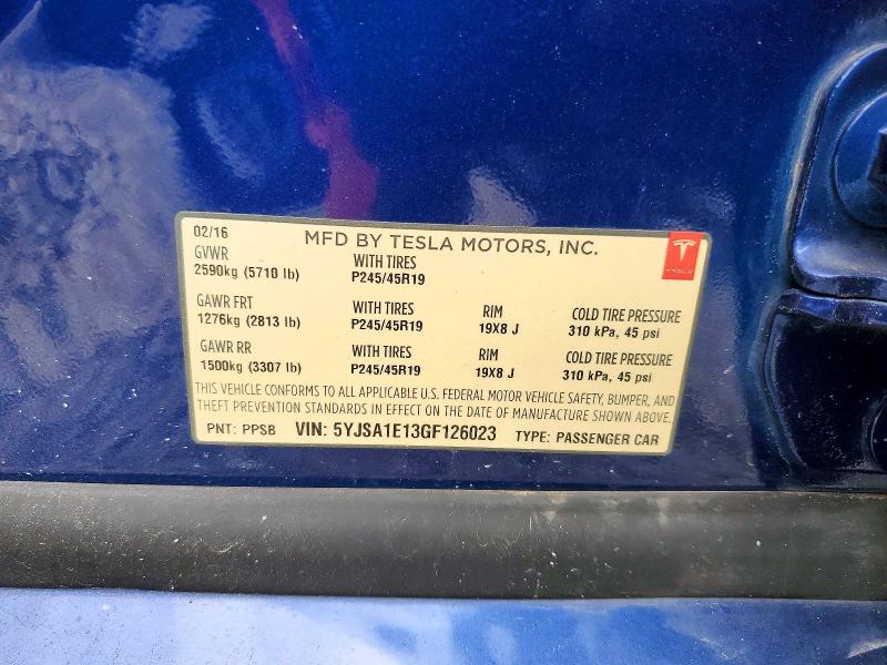 Aukcja sprzedaży 2016 Tesla Model S, vin: 5YJSA1E13GF126023, numer aukcji: 62989436