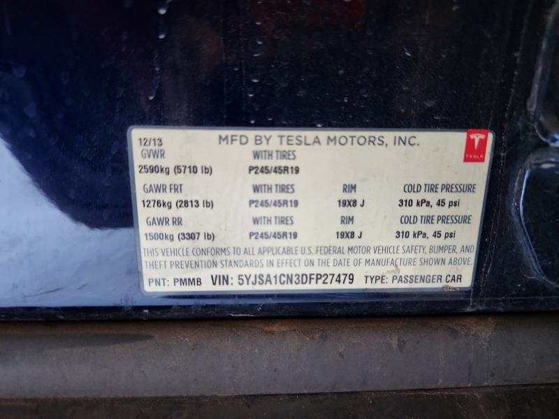 2013 Tesla Model S მანქანა იყიდება აუქციონზე, vin: 5YJSA1CN3DFP27479, აუქციონის ნომერი: 62800976