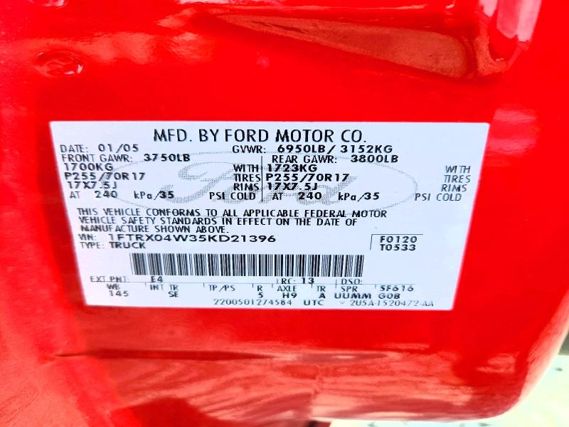 Aukcja sprzedaży 2005 Ford F150, vin: 1FTRX04W35KD21396, numer aukcji: 61809716