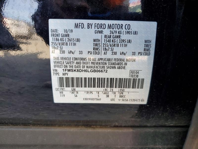 Продажа на аукционе авто 2020 Ford Explorer, vin: 1FMSK8DH6LGB06672, номер лота: 61752406