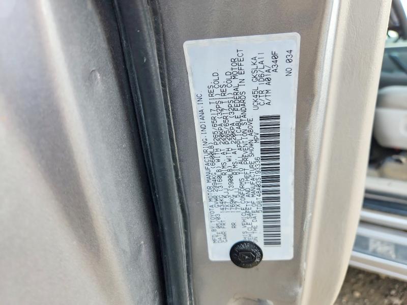 Продаж на аукціоні авто 2003 Toyota Sequoia, vin: 5TDBT48A03S193336, номер лоту: 61819356