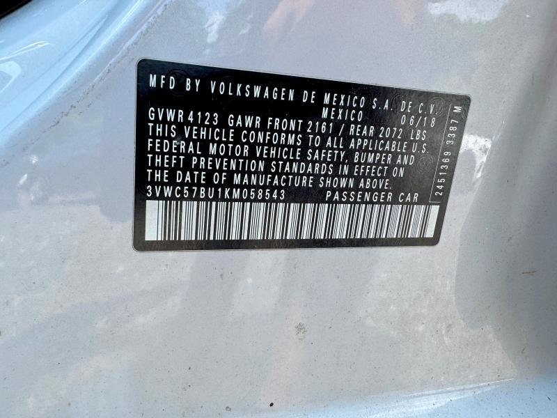 Продаж на аукціоні авто 2019 Volkswagen Jetta, vin: 3VWC57BU1KM058543, номер лоту: 60719966