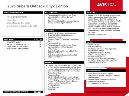 61697716 :رقم المزاد ، 4S4BTALC2S3180736 vin ، 2025 Subaru Outback مزاد بيع
