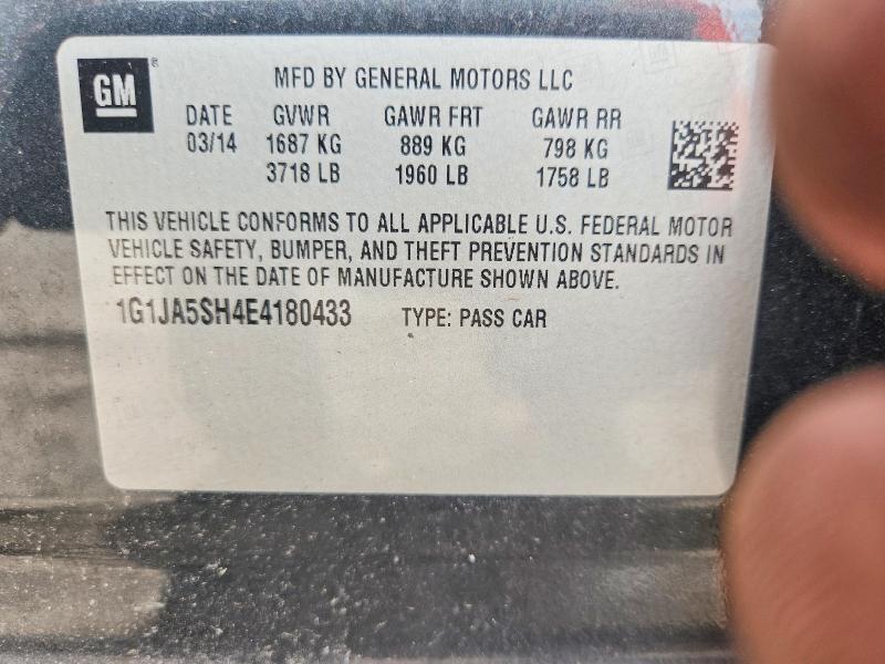 Продаж на аукціоні авто 2014 Chevrolet Sonic, vin: 1G1JA5SH4E4180433, номер лоту: 63506776