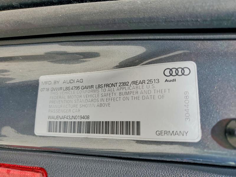 Aukcja sprzedaży 2018 Audi A4, vin: WAUENAF43JN019408, numer aukcji: 61907936