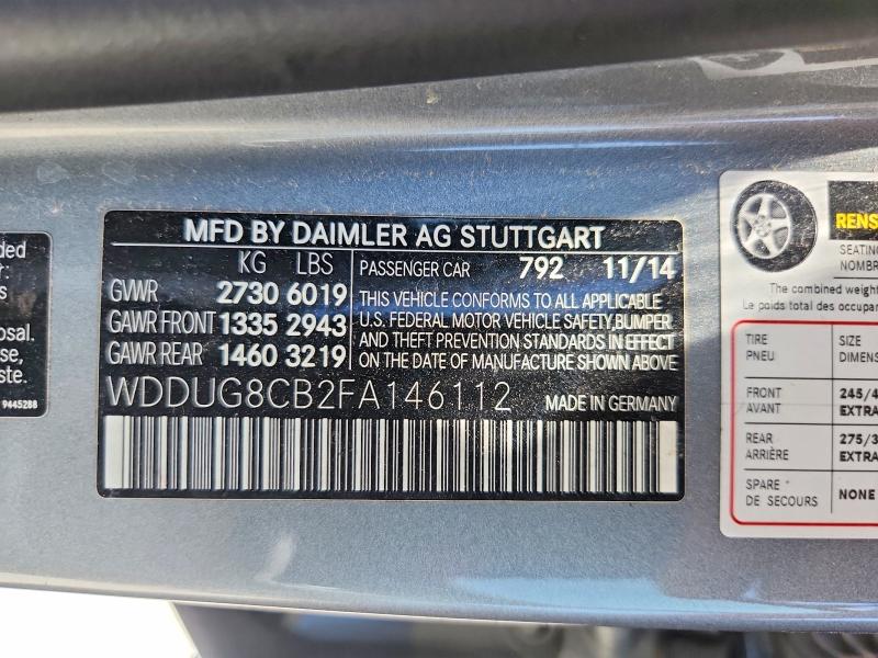 2015 Mercedes-benz S მანქანა იყიდება აუქციონზე, vin: WDDUG8CB2FA146112, აუქციონის ნომერი: 61430246