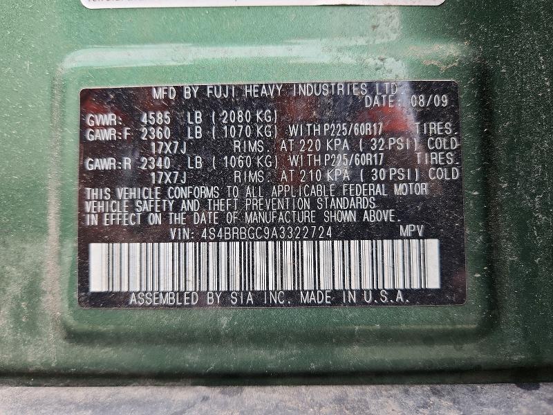 59736266 :رقم المزاد ، 4S4BRBGC9A3322724 vin ، 2010 Subaru Outback مزاد بيع