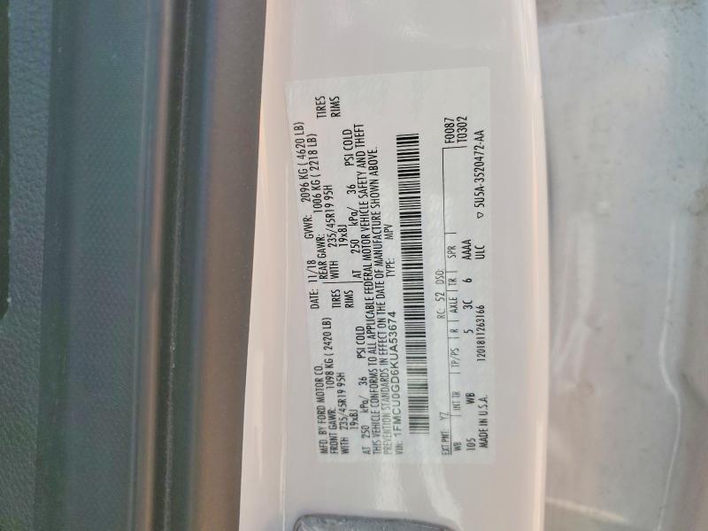 Продажа на аукционе авто 2019 Ford Escape, vin: 1FMCU0GD6KUA53674, номер лота: 62794416