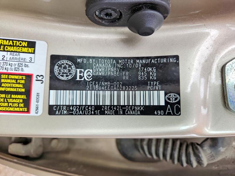 Продажа на аукционе авто 2010 Toyota Corolla, vin: 2T1BU4EE0AC283225, номер лота: 60634146