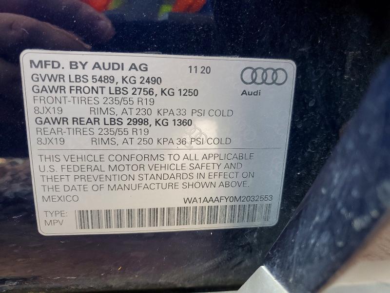 61909466 :رقم المزاد ، WA1AAAFY0M2032553 vin ، 2021 Audi Q5 مزاد بيع