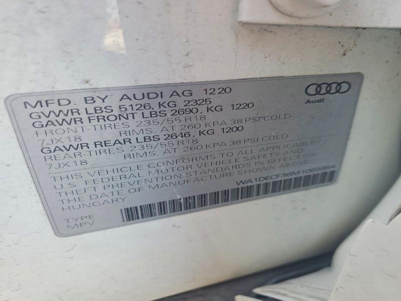 2021 Audi Q3 მანქანა იყიდება აუქციონზე, vin: WA1DECF36M1069954, აუქციონის ნომერი: 59732946