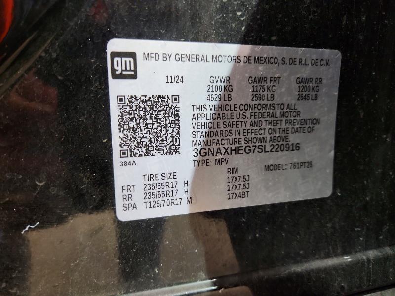 Продажа на аукционе авто 2025 Chevrolet Equinox, vin: 3GNAXHEG7SL220916, номер лота: 59720216