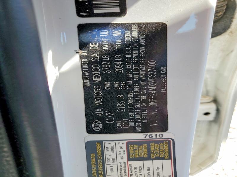 61812916 :رقم المزاد ، 3KPF24AD2ME327400 vin ، 2021 Kia Forte مزاد بيع