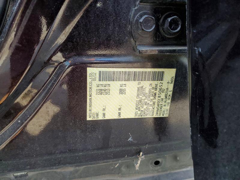 63351466 :رقم المزاد ، 1N4AA5AP2CC850652 vin ، 2012 Nissan Maxima مزاد بيع