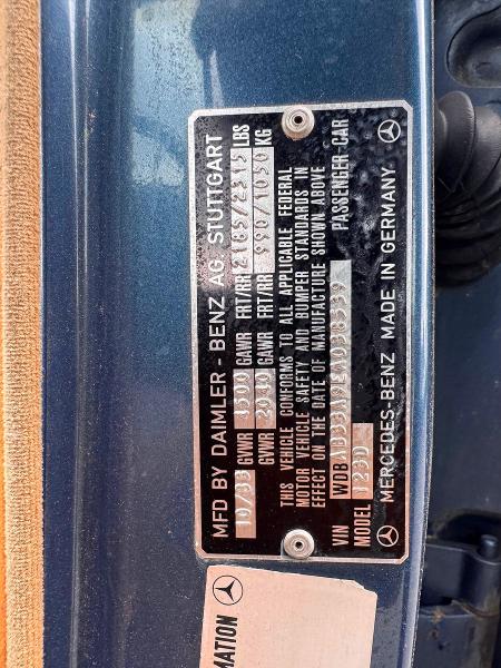 Aukcja sprzedaży 1984 Mercedes-benz 300, vin: WDBAB33A9EA038539, numer aukcji: 62509316