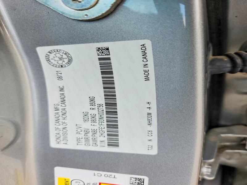 Продаж на аукціоні авто 2022 Honda Civic, vin: 2HGFE1F93NH002756, номер лоту: 60188626