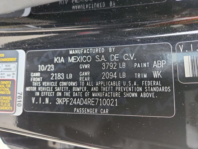 Aukcja sprzedaży 2024 Kia Forte, vin: 3KPF24AD4RE710021, numer aukcji: 59405116