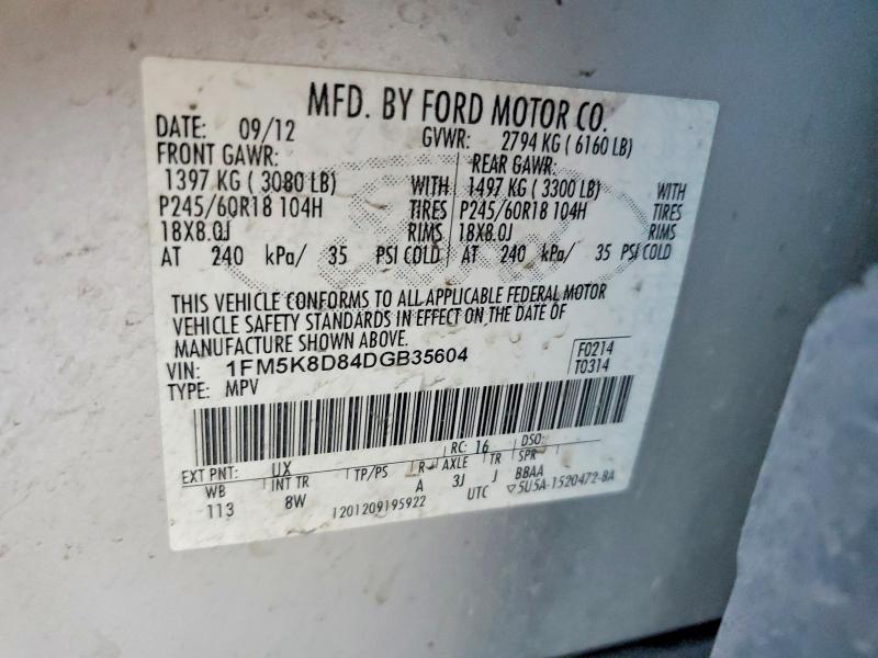 Auction sale of the 2013 Ford Explorer, vin: 1FM5K8D84DGB35604, lot number: 60198376