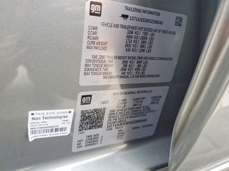 Aukcja sprzedaży 2025 Gmc Sierra, vin: 1GTUUEE8XSZ266545, numer aukcji: 62484016